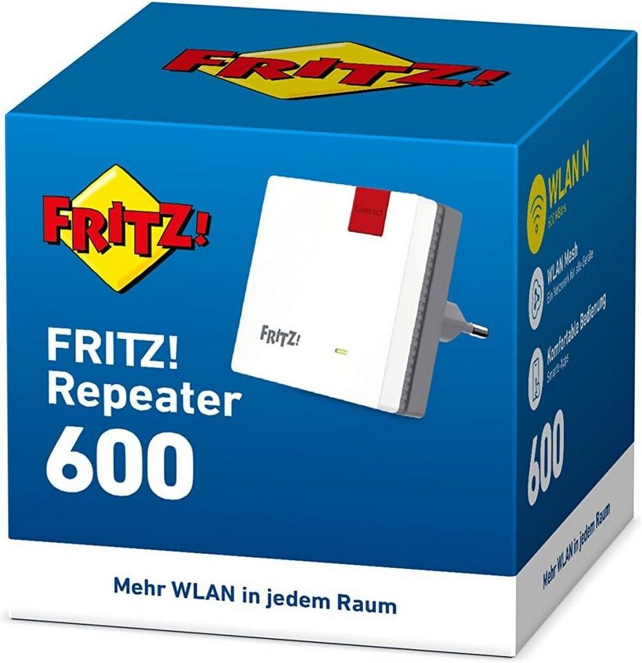 AVM FRITZ!Repeater 600 WLAN-Repeater, WPS, WLAN Mesh Ver­stär­ker bis zu 600 MBit/s (2,4 GHz) von AVM