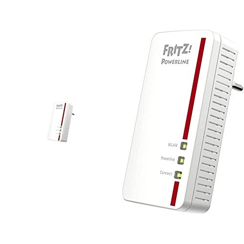 AVM Fritz Powerline 1260E/1220E WLAN Set (WLAN-Access Point) weiß & Powerline 1260 Single-Adapter (1.200 MBit/s, WLAN-Access Point, ideal für Media-Streaming oder NAS-Anbindungen) weiß von AVM