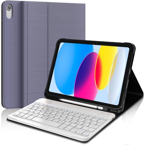 AVNICUD Tastatur für iPad 10 Generation 2022 10.9"/11 Generation 2025 A16 11 Zoll, Hülle mit Tastatur für iPad 10 2022 Magnetische Bluetooth Abnehmbare QWERTZ Layout, Lila von AVNICUD