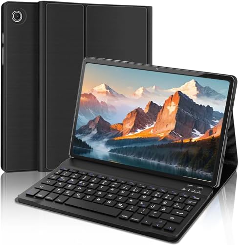 AVNICUD Samsung Tablet A8 Hülle mit Tastatur - Deutsches QWERTZ Kabelloser Bluetooth Magnetische Abnehmbare Tastatur für Samsung Galaxy Tab A8 10.5" 2022 SM-X200/ X205/ X207, Schwarz von AVNICUD