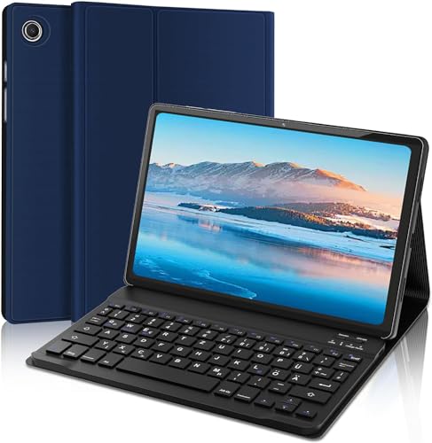 AVNICUD Tastatur Hülle für Samsung Galaxy Tab A8 10.5 2021 SM-X200 SM-X205 SM-X207 - Magnetische Kabelloser Bluetooth Abnehmbare Deutsche QWERTZ Keyboard Case mit TPU-Rückseite, Dunkelblau von AVNICUD