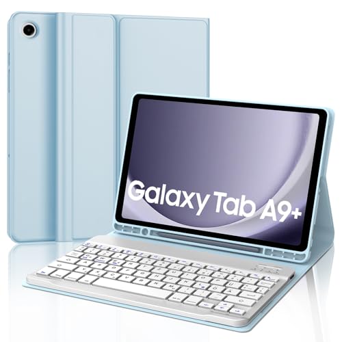 AVNICUD Tastatur Hülle für Samsung Galaxy Tab A9 Plus - QWERTZ Deutsch Bluetooth Tastatur Abnehmbarer Magnetisch Schutzhülle mit Stifthalter für Tab A9+ 11 Zoll 2023 (SM-X210/X216/X218), Blau von AVNICUD