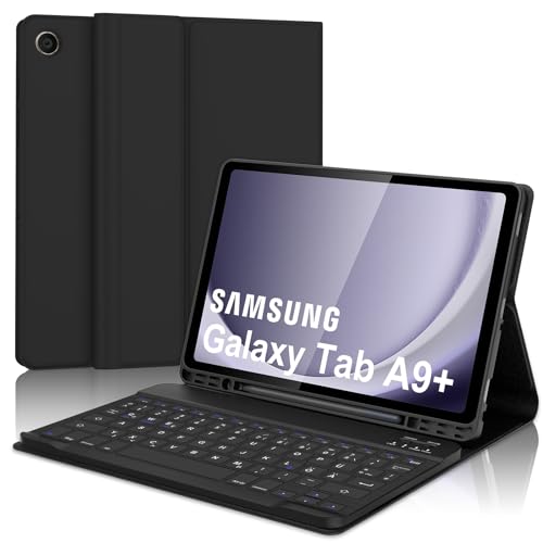 AVNICUD Tastatur Hülle für Samsung Galaxy Tab A9 Plus - QWERTZ Deutsches Bluetooth Tastatur Abnehmbarer Magnetisch Schutzhülle mit Stifthalter für Tab A9+/A9 Plus 11'' 2023 (SM-X210/X216/X218),Schwarz von AVNICUD