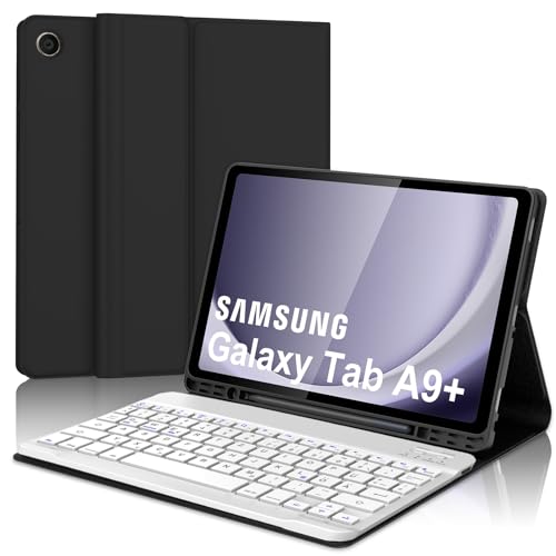 AVNICUD Tastatur Hülle für Samsung Galaxy Tab A9 Plus - QWERTZ Deutsches Bluetooth-Tastatur Abnehmbarer Magnetisch Schutzhülle mit Stifthalter für Tab A9+/A9 Plus 11'' 2023 (SM-X210/X216/X218),Schwarz von AVNICUD