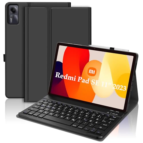 AVNICUD Tastatur Hülle für XIAOMI Redmi Pad SE 11 Zoll - Deutsch QWERTZ Bluetooth Tastatur Magnetisch Abnehmbarer TPU Schutzhülle Kompatibel mit Redmi Pad SE 11'' 2023, Schwarz von AVNICUD