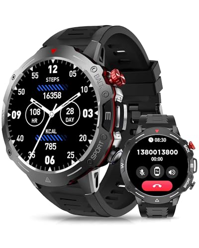 AVUMDA Smartwatch Herren mit Telefonfunktion 1,52 Zoll Militär Smart Watch mit Herzfrequenz, Blutdruck, Schlafüberwachung, Sprachassistent, Message Reminder für Android iOS 120+ Sportmodi Fitnessuhr von AVUMDA