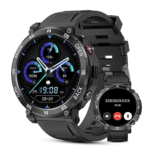 AVUMDA Smartwatch Herren mit Telefonfunktion und Benachrichtigung, 1,52" Fitnessuhr mit Schrittzähler, Pulsuhr, blutdruckmessung, Schlaftracker, 110+ Sportmodi, wasserdichte Sportuhr für Android iOS von AVUMDA