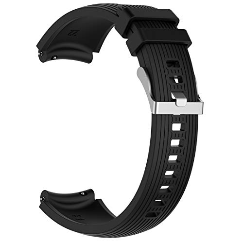 AWADUO 22mm Ersatz Silikon Handgelenk Gerade Streifen Band Zum Samsung Galaxy Watch 46mm /Samsung Gear S3 /Samsung SM-R380 /Samsung SM-R381 /Samsung SM-R382, weich und langlebig(Silikon Schwarz) von AWADUO