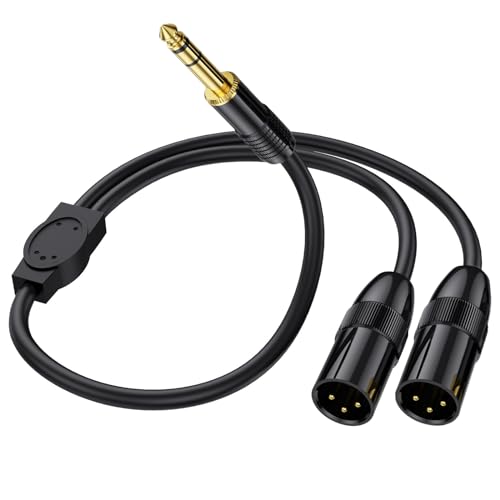AWADUO 6.35mm TRS zu XLR Mikrofon Y Splitte Balanced Kabel Dual XLR Stecker zu 1/4 Zoll (6.35mm) Male Stage Patchkabel DMX Kabel für Radio Station,Lautsprecher Systeme,Bühne Beleuchtung(0.5m/1.65ft) von AWADUO