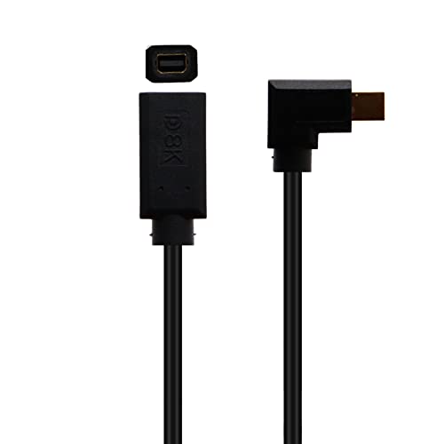 AWADUO 8K60hz Mini DisplayPort Buchse auf Mini DP Stecker Kabel, 90 Winkel rechts Mini Displayport 1,4 V auf Mini Displayport Conerter Adapter Verlängerungskabel für Laptop, Projekt (F auf M, rechts) von AWADUO
