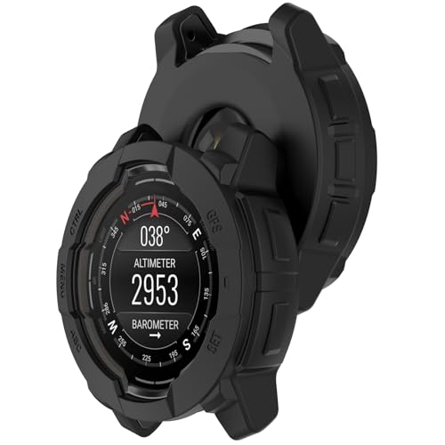 AWADUO Ersatz Smartwatch Schutzhülle Kompatibel mit Garmin Instinct 3 45mm Silikon Shell Anti Drop Uhr Zubehör (schwarz) von AWADUO