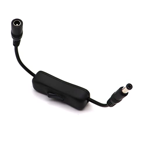 AWADUO Gleichstrom-Verlängerungskabel, 5,5 mm x 2,1 mm Stecker auf Buchse, Adapterkabel mit EIN-/Ausschalter, 12 V 3 A, rundes Klinkenkabel für 5050 3528 LED-Streifen, CCTV-Überwachungskamera (0,2 m) von AWADUO