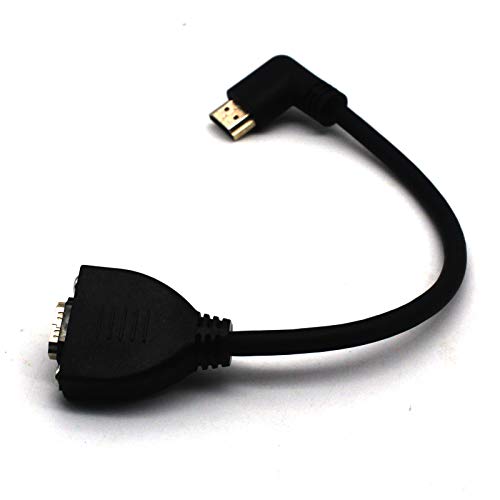AWADUO HDMI 2.0 Kabel, mit Schraubbefestigung HDMI Buchse auf HDMI-Stecker 90 Drgee Linkswinkelkabel 4K @ 60Hz, Unterstützt Projektor/Monitor (0.2M) von AWADUO