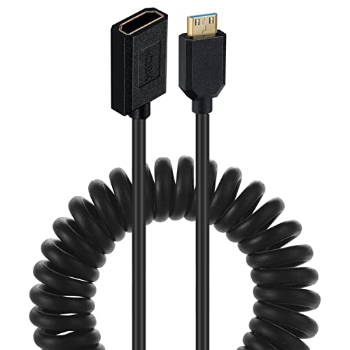 AWADUO HDMI 2.1 Kabel HDMI Buchse auf Mini HDMI Stecker Typ C Verlängerungskabel, Ultra Spring High Speed ​​HDMI Spiralkabel 8K@60Hz 4k@120Hz Kompatibel mit Monitor/Projektor (Buchse auf Stecker) von AWADUO