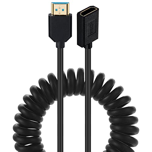 AWADUO HDMI 2.1 Kabel Stecker auf Buchse Verlängerungskabel, Ultra Spring High Speed ​​HDMI Spiralkabel 8K@60Hz 4k@120Hz Kompatibel mit Monitor/Projektor (Stecker auf Buchse) von AWADUO
