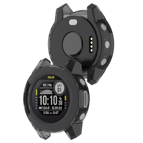 AWADUO Kompatibel mit Garmin Descent G2/G1/G1 Solar/G1 Solar Letel Schutzhülle, Smartwatch, Silikon, TPU, weiche und langlebige Uhrenzubehör (transparentes Schwarz) von AWADUO