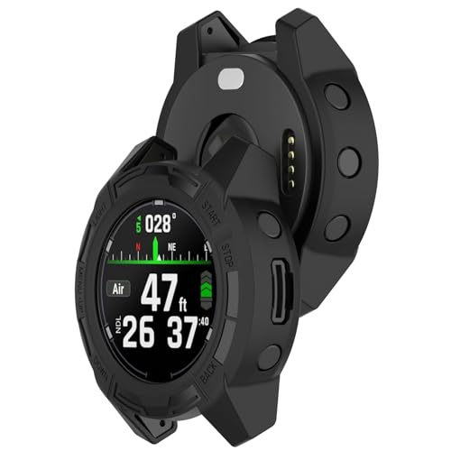 AWADUO Kompatibel mit Garmin Descent G2/G1/G1 Solar/G1 Solar Letel Schutzhülle, Smartwatch Silikon TPU Schutzhülle Shell Weiche und dauerhafte Uhr Zubehör (Schwarz) von AWADUO