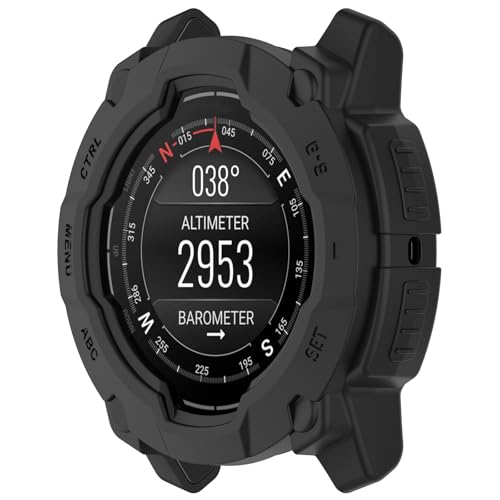 AWADUO Kompatibel mit Garmin Instinct 3 50mm Schutzhülle, Smartwatch Silikon TPU Schutzhülle Shell Weiche und langlebige Uhrenzubehör (schwarz) von AWADUO