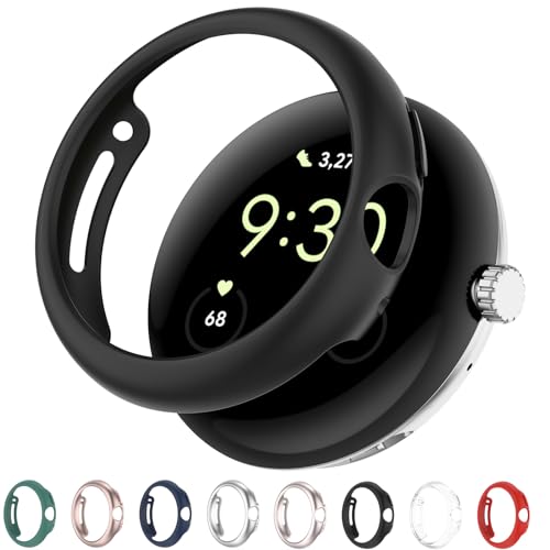 AWADUO Kompatibel mit Google Pixel Watch 2 PC Schutzhülle, Smartwatch Schutzhülle Shell Weiche und langlebige Uhrenzubehör (schwarz) von AWADUO