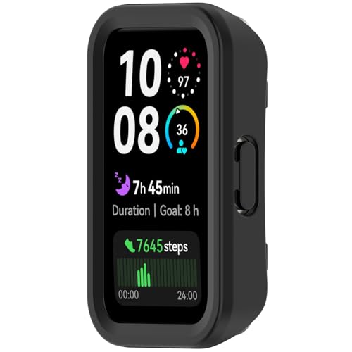AWADUO Kompatibel mit Huawei Band 10/10 NFC/9/9 NFC/8/8 NFC Schutzhülle, Smartwatch Silikon TPU Schutzhülle Shell Weiche und dauerhafte Uhr Zubehör (Schwarz) von AWADUO