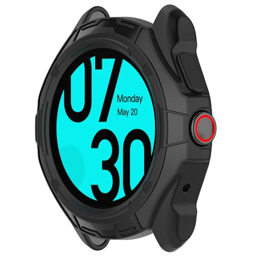 AWADUO Kompatibel mit Ticwatch Pro 5 Enduro Schutzhülle, Smartwatch Silikon TPU Schutzhülle Cover Shell Soft und Durable Watch Zubehör (Schwarz) von AWADUO