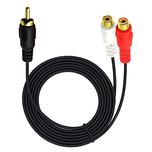 AWADUO RCA Stecker auf 2RCA weibliche Splitter Stecker Audio Konverter Kabel Adapter für Audio Video Instrument Ausrüstung (1.5m/5ft) von AWADUO