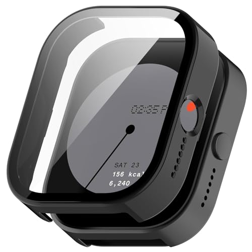 AWADUO Smartwatch Full Coverage PC Schutzhülle mit Gehärtetem Glas Displayschutz Kompatibel mit CMF Watch Pro(D395) Smartwatch Zubehör (Schwarz) von AWADUO