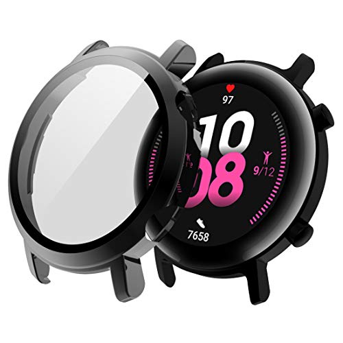 AWADUO Smartwatch PC-Schutzhülle mit Vollabdeckung und Displayschutzfolie aus gehärtetem Glas für Huawei Watch GT2 42MM, weich und langlebig(42MM, PC Schwarz) von AWADUO