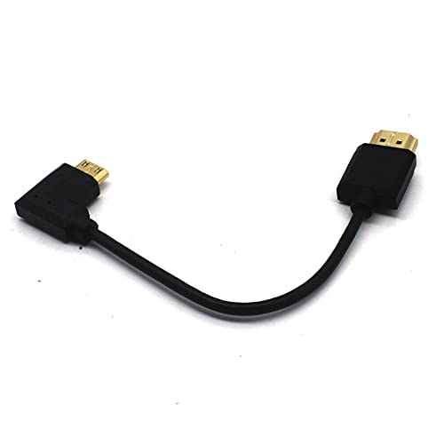 AWADUO Standard HDMI 2.0 auf Mini HDMI Kabel, Ultra Cord HDMI Stecker auf Mini HDMI 90 Grad Linkswinkelkabel 4K@60Hz, Unterstützt Kamera/Laptop/Camcorder (0.15M,OD3.2) von AWADUO