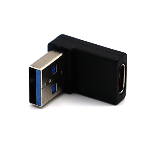 AWADUO USB C auf USB 3.0 Aluminium Adapter, USB A 3.0 Stecker auf 3.1 Typ C Buchse 90 Grad Adapter Konverter, Kompatibel mit USB C Kabel, USB C SSD, USB Flash Dish von AWADUO