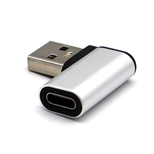 AWADUO USB C auf USB 3.0 Aluminium Adapter, USB A 3.0 Stecker auf Links 90 Grad USB 3.1 Typ C Buchse OTG Adapter Konverter, Kompatibel mit Typ C Kabeln, USB C Flash Drive, USB Typ C Kopfhörer von AWADUO