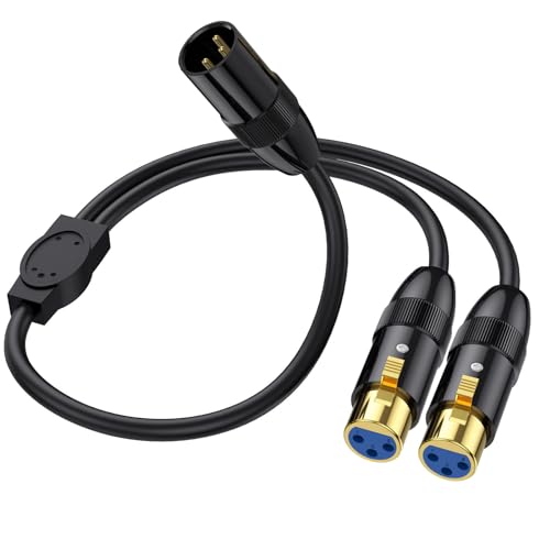 AWADUO XLR Mikrofon Y Splitter Kabel -3 Pins Balanced XLR Stecker auf Dual Weibliche Bühne Patchkabel DMX Kabel für Audio, Radiostation,Lautsprecher Systeme,Bühnenbeleuchtung(0.5m/1.65ft) von AWADUO