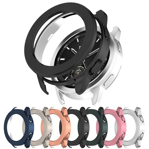 AWADUO kompatibel mit Xiaomi Watch S3 Schutzhülle, Smartwatch PC Schutzhülle Shell mit drehbarem Lünette Ring Weiche und langlebige Uhrenzubehör Für Männer und Frauen (schwarz) von AWADUO