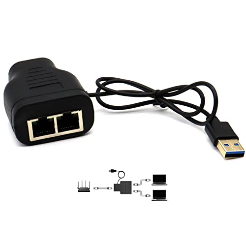RJ45 Ethernet Splitter, AWADUO 1 bis 2 Ethernet Extender Connector USB zu RJ45 Port mit USB-Stromkabel 8P8C Extender Stecker LAN Paar für Cat5 Cat5e Cat6 Cat6e Cat7 RJ45 Ethernet Splitter, AWADUO 1 bis 2 Ethernet Extender Connector USB zu RJ45 Port mit USB-Stromkabel 8P8C Extender Stecker LAN Paar für Cat5 Cat5e Cat6 Cat6e Cat7 von AWADUO
