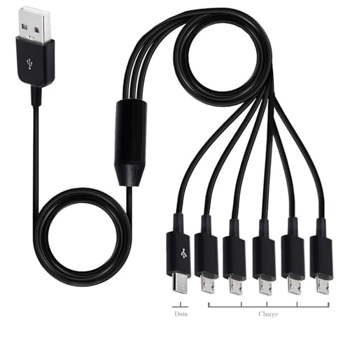 USB 2.0 Typ A Stecker auf 6 Micro Stecker Daten Sync Ladeanschluss Adapter Kabel kompatibel mit Samsung Galaxy S6, J7 Edge Note 5(0.5m) von AWADUO