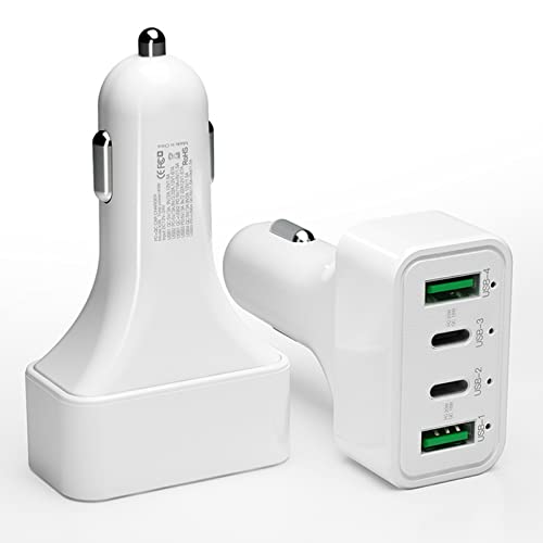 USB C Autoladegerät Schnellladung, AWADUO 40 W Zigarettenanzünder USB Ladegerät, Dual Typ C PD 20 W Kompatibel mit iPhone, Dual USB-A 18 W QC3.0 für Android und mehr von AWADUO