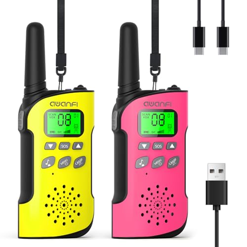 AWANFI Walkie Talkie Kinder, Walkie Talkie Aufladbar mit Akku, Funkgeräte Set, Walki Talki mit VOX, Taschenlampe, Tastensperre, Walky Talky für Camping Abenteuer, Geschenk für Kinder de 3-12 Jahre von AWANFI