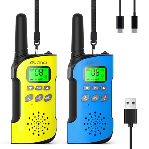 AWANFI Walkie Talkie Kinder, Walkie Talkie Aufladbar mit Akku, Walki Talki mit VOX, Taschenlampe, Tastensperre, Funkgeräte Set, Walky Talky für Camping Abenteuer, Geschenk für Kinder de 3-12 Jahre von AWANFI