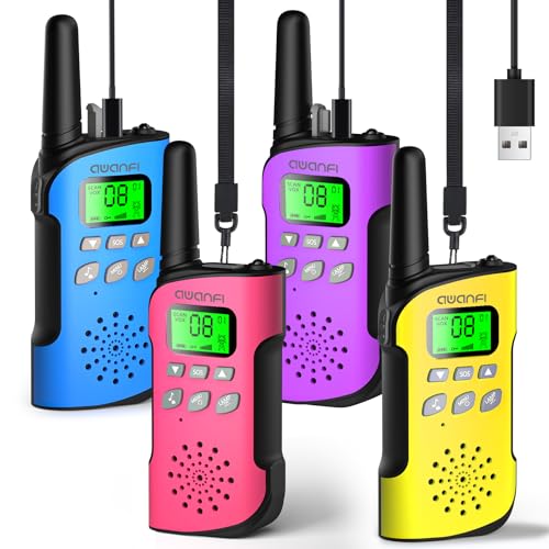 AWANFI Walkie Talkie für Kinder 4er Set, Walkie Talkie Aufladbar mit Li-ion Akku, Walky Talky mit VOX, Taschenlampe, Funkgerät Set, Walki Talki Camping Abenteuer, Geschenk für Kinder de 3-12 Jahre AWANFI Walkie Talkie für Kinder 4er Set, Walkie Talkie Aufladbar mit Li-ion Akku, Walky Talky mit VOX, Taschenlampe, Funkgerät Set, Walki Talki Camping Abenteuer, Geschenk für Kinder de 3-12 Jahre von AWANFI
