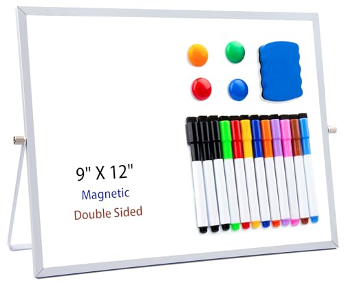 AWELUX Whiteboard Magnetisch, A4 Doppelseitiges Whiteboard Kleine mit Ständer, 30 x 22 cm Mini Tragbares Trocken Abwischbare Desktop White Board für Zeichnen Schreiben von AWELUX