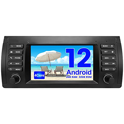 AWESAFE Android Autoradio für BMW E39 1 Din Android 12 Radio mit Navigation Carplay Android Auto unterstützt Bluetooth FM DAB+ WiFi USB von AWESAFE