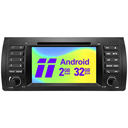 AWESAFE Android Autoradio für BMW E39 1 Din Radio mit GPS Navigation Unterstützt Bluetooth Mirrorlink Lenkradsteuerung Carplay Split Screen FM/AM DAB+ WiFi WLAN CD DVD USB SD 2GB RAM +32GB ROM von AWESAFE
