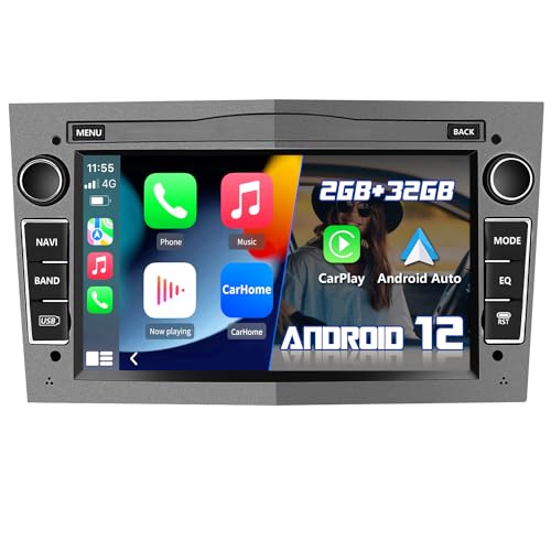 AWESAFE Android Autoradio für Opel 2 DIN Android 12 Radio mit Navi, Carplay, unterstützt DAB+ WiFi Bluetooth MirrorLink 7 Zoll Bildschirm FM Radio - Grau von AWESAFE