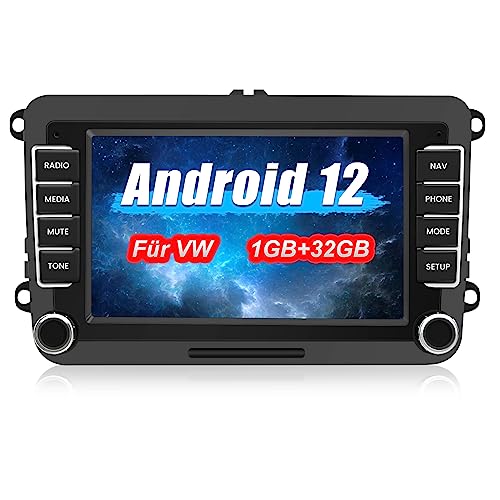 AWESAFE Android Autoradio für VW, Seat, Skofa, Golf, Android 12 7 Zoll Touchscreen Radio mit Navigation, Bluetooth, Carplay, Mirrorlink, WLAN, USB, FM, 1G+32G von AWESAFE