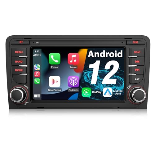 AWESAFE Autoradio für Audi A3 8P S3 RS3 2003-2012, Android 12 System, 7 Zoll Touchscreen, 2G+32G, Unterstützt GPS Navigation Carplay Android Auto WiFi Bluetooth von AWESAFE