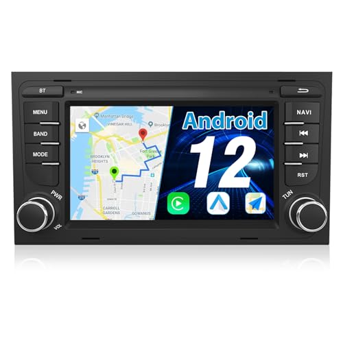 AWESAFE Autoradio für Audi A4 S4 RS4, Android 12, 7 Zoll Touchscreen, 2G+32G, Unterstützt GPS Navigation Carplay Android Auto Bluetooth WiFi von AWESAFE