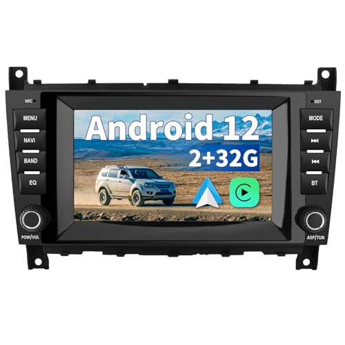 AWESAFE Autoradio für Mercedes Benz C-Klasse W203 W209 CLK, Android 12 System, 8 Zoll Touchscreen, 2G+32G, Unterstützt Navigation Carplay Android Auto Bluetooth WiFi von AWESAFE