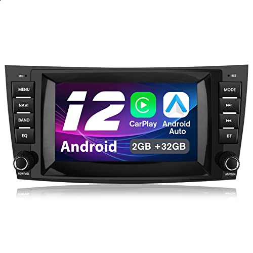 AWESAFE Autoradio für Mercedes Benz E Klasse W211 CLS W219, 2G+32G, Android 12 System, 8 Zoll Touchscreen, mit Navigation Carplay Android Auto Bluetooth MirrorLink WiFi von AWESAFE