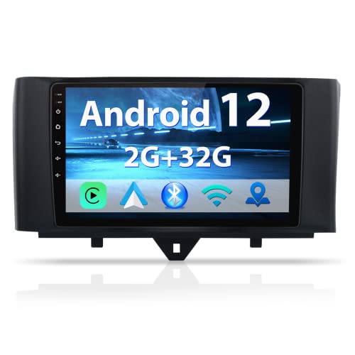 AWESAFE Autoradio für Smart Fortwo 451 2011-2015, Android 12 System, 2G+32G, 9 Zoll Touchscreen, mit Blende, Navigation Carplay Android Auto Bluetooth MirrorLink WiFi Unterstützung von AWESAFE