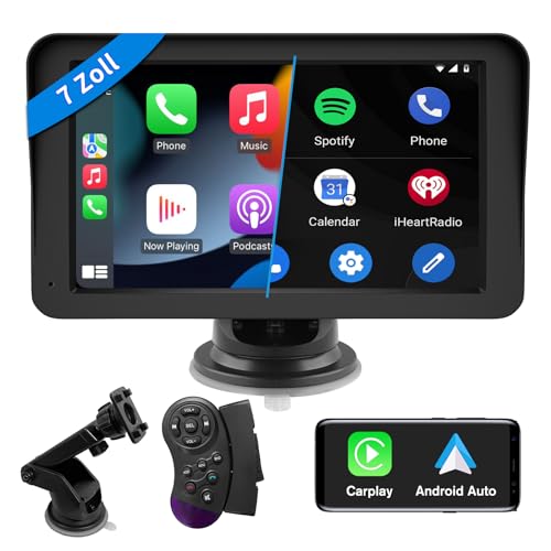 AWESAFE Wireless CarPlay Android Auto Display für Auto, 7 Zoll Touchscreen CarPlay Digital Media Receiver Unterstützt Mirrorlink, Bluetooth, GPS Navigation von AWESAFE